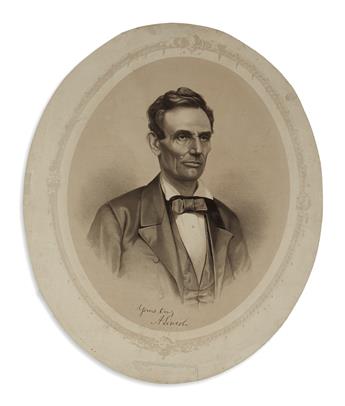 (PRINTS--1860 CAMPAIGN.) Unusual and unidentified Lincoln campaign portrait with President Washington on verso.